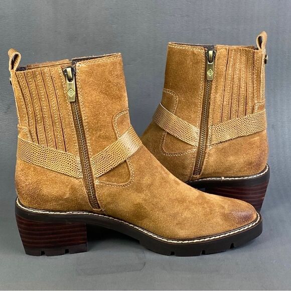 Donald Pliner leather suede Women MAI Saddle Bootie shoes size 8 - Picture 6 of 11